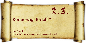 Korponay Bató névjegykártya